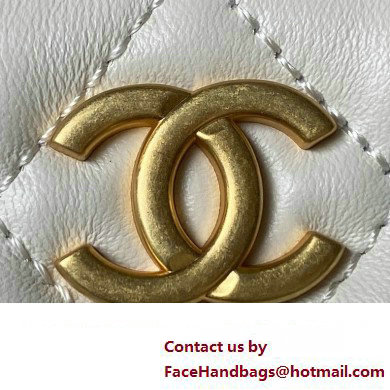 Chanel Shiny Crumpled Lambskin  &  Gold-Tone Metal Large Hobo Bag AS4287 White 2023